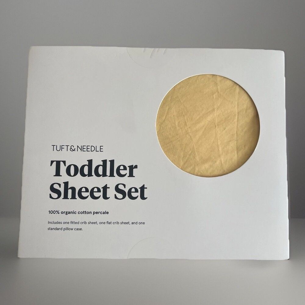 Tuft & Needle Toddler Sheet Set Solid Butter Yellow Unisex 100% Organic Cotton